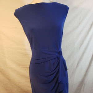 Chaps Long Blue Cinched Waist Dress L